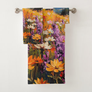 Conjunto De Toalhas Flores Silvestres e Montanhas Arte Refinada