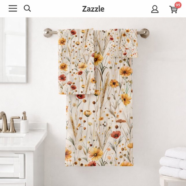 Conjunto De Toalhas Flores Silvestres Rústicas - Padrão Floral Boho Ou (Criador carregado)