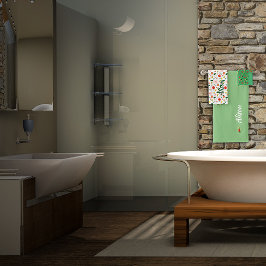 Conjunto De Toalhas Flores silvestres verde branco vermelho nome