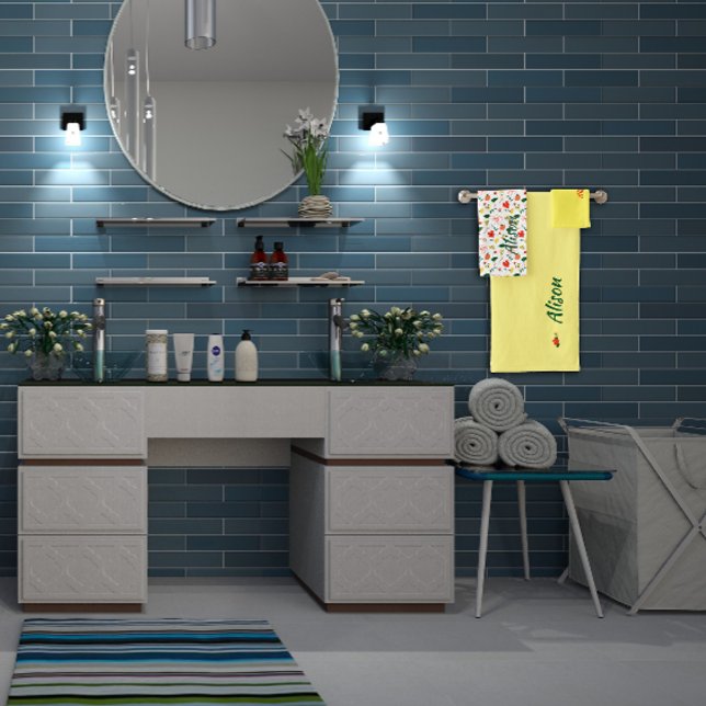 Conjunto De Toalhas Flores silvestres, verde, vermelho (Criador carregado)