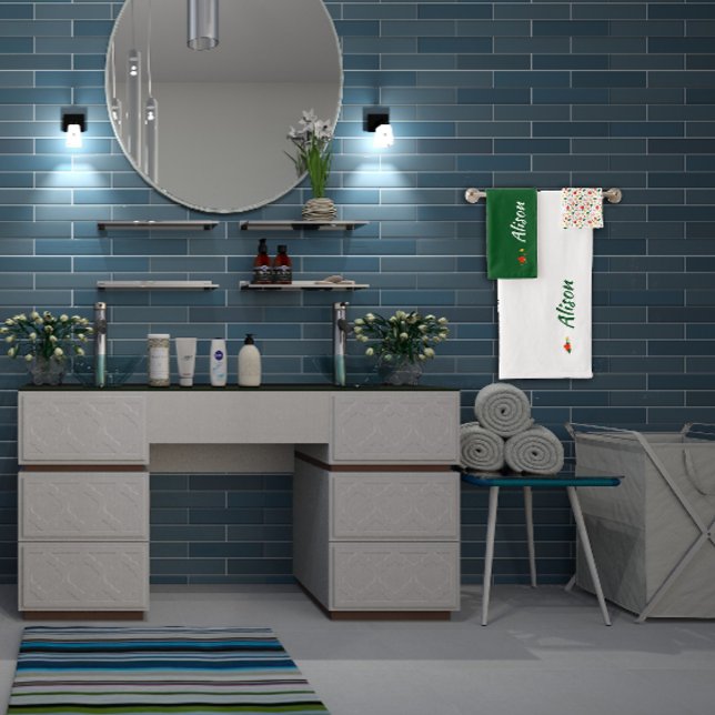 Conjunto De Toalhas Flores silvestres, verde, vermelho (Criador carregado)