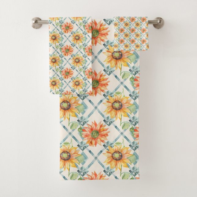 Conjunto De Toalhas Flores Solares Pequenas Flores Modernas de Aquarel (Insitu)