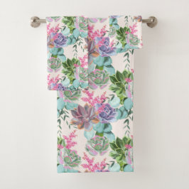 Conjunto De Toalhas Flores Suculentas