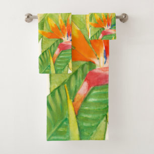 Conjunto De Toalhas Flores Tropicais Ave de Paraíso