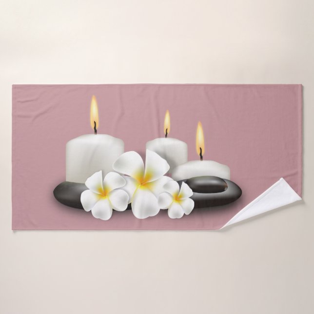 Conjunto De Toalhas Flores Tropicais e Velas Bandejas Decor (Toalha de Banho)