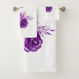 Conjunto De Toalhas Flores ultravioletas da aguarela