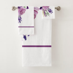 Conjunto De Toalhas Flores ultravioletas da aguarela