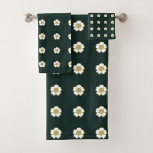 Conjunto De Toalhas Flores verde amarelo-caçador e branco-borboleta