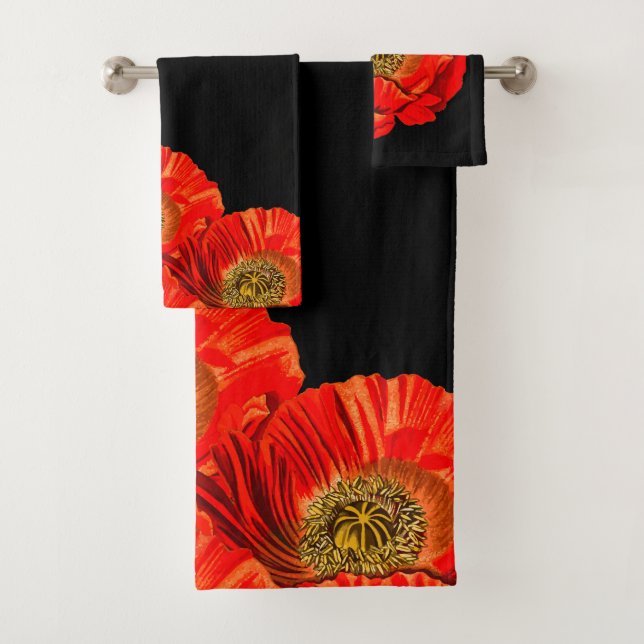 Conjunto De Toalhas Flores vermelhas corajosas modernas da papoila (Insitu)