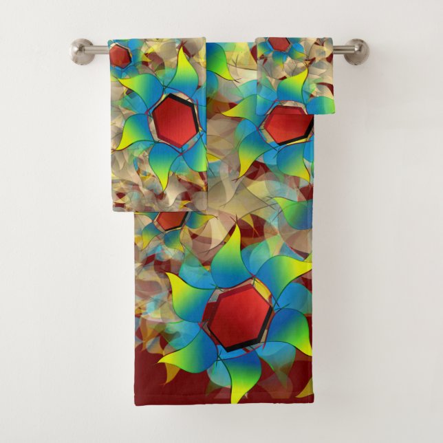 Conjunto De Toalhas Flores virtuais estranhas, pétalas azuladas em ver (Insitu)