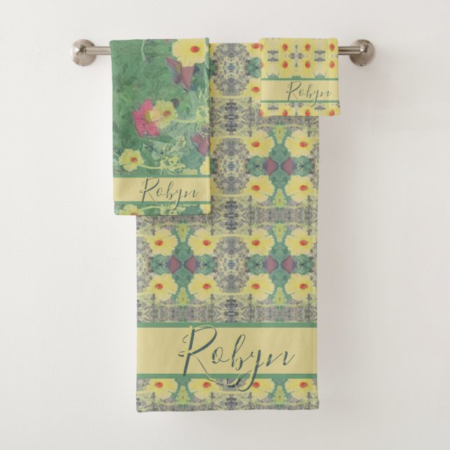 Conjunto De Toalhas Floresta Daisy Floor w/Name Bath Toel Set (Insitu)