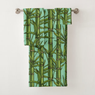 Conjunto De Toalhas Floresta de bambu em azul claro