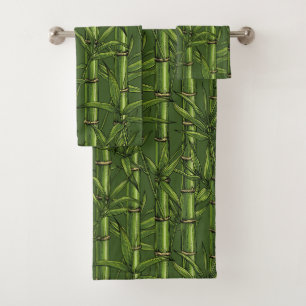Conjunto De Toalhas Floresta de bambu em verde