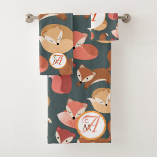 Conjunto De Toalhas Floresta Monogramada Fox Fall Colors Autumn