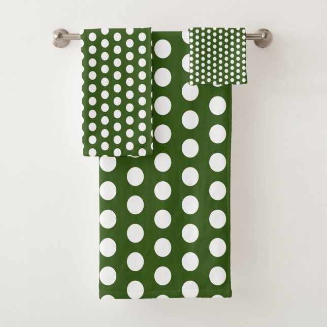 Conjunto De Toalhas Floresta Verde e branco Bolhas Pontos Modernos (Insitu)