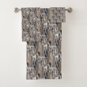 Conjunto De Toalhas Fluffy Cattails Nature Pattern    