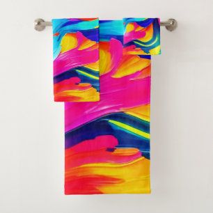 Conjunto De Toalhas Fluxo de cor de Abstrato vibrante