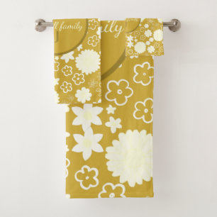 CONJUNTO DE TOALHAS FLUXURA DE NATA DOURADA FLUXO PERSONALIZADO MONOGR