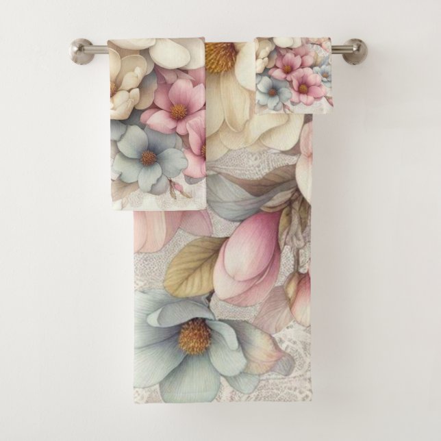Conjunto De Toalhas Fofo chique floral e renda feminina (Insitu)