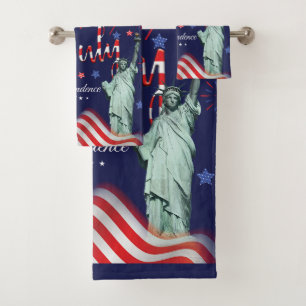 Conjunto De Toalhas Fogueira Quatro De Julho Com A Estátua Da Liberdad