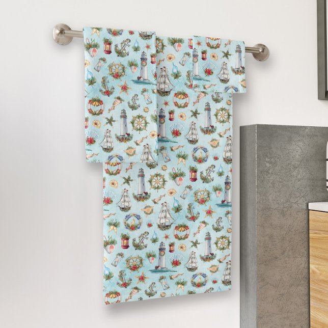 Conjunto De Toalhas Foguetes Costeiros Náuticos de Natal - Navio (Criador carregado)