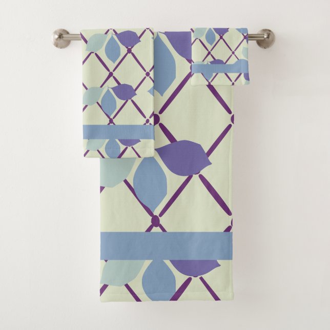 Conjunto De Toalhas Folha Azul e Roxa  (Insitu)