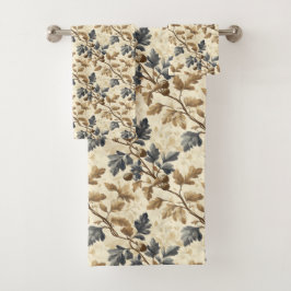 Conjunto De Toalhas Folha de Carvalho de Queda Vintage | Azul Elegante