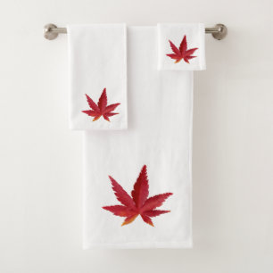 Conjunto De Toalhas Folha de outono do pecado vermelho