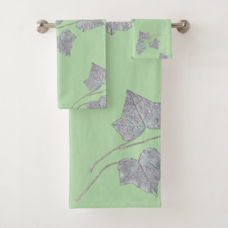 Conjunto De Toalhas Folha de Prata em Olhar Fresco Verde Claro