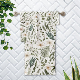 Conjunto De Toalhas Folhagem Flor Aquarela Sem Costura Padrão Floral S