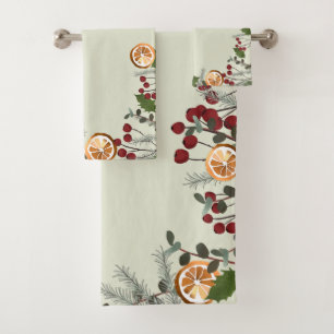 Conjunto De Toalhas Folhagem Holidage tangerina seca laranjas pinheira
