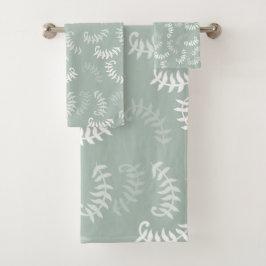 Conjunto De Toalhas Folhas Botânicas Verde Teal