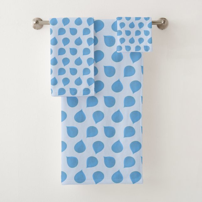 Conjunto De Toalhas Folhas da Árvore de Jade Elegantes em Azul Claro (Insitu)