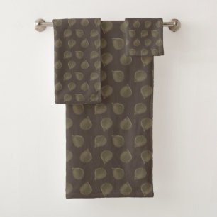 Conjunto De Toalhas Folhas da Árvore de Jade sobre o Marrom