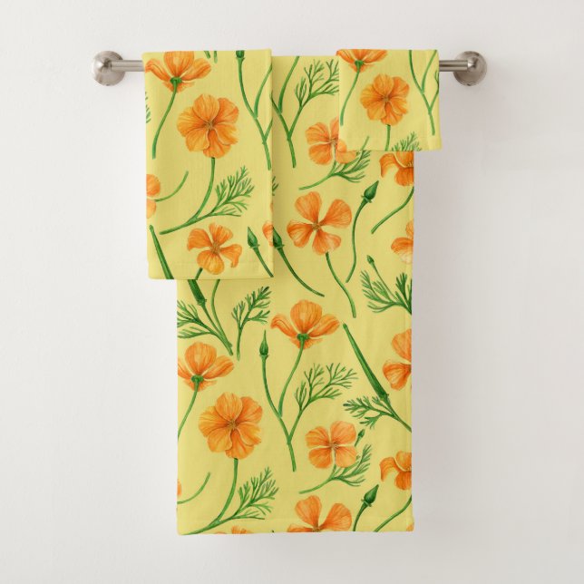 Conjunto De Toalhas Folhas da Califórnia, flores no verão, verdinho (Insitu)
