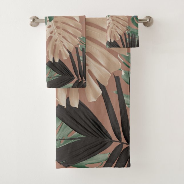 Conjunto De Toalhas Folhas da Selva Tropical Monstera 2 (Insitu)