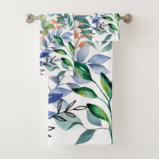 Conjunto De Toalhas Folhas de Aquarela (Insitu)