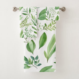 Conjunto De Toalhas Folhas de Aquarelas de Eucalipto Russo Coloridas