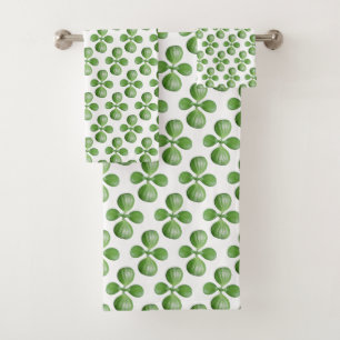 Conjunto De Toalhas Folhas de árvore de jade verde moderno sobre branc