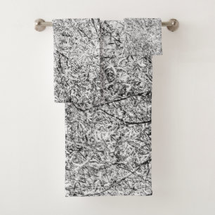 Conjunto De Toalhas Folhas de árvores selvagens. Abstrato da Natureza