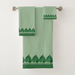 Conjunto De Toalhas Folhas de Bodhi Elegantes em Verde Louro Claro