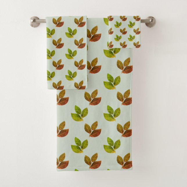 Conjunto De Toalhas Folhas de Boho Bay em Verde Louro Claro  (Insitu)