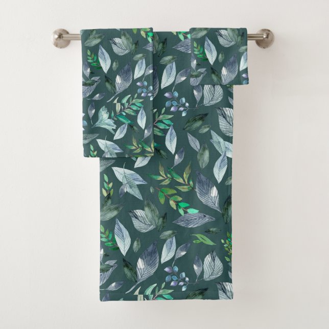 Conjunto De Toalhas Folhas de cor aquosa 5 (Insitu)