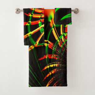 Conjunto De Toalhas Folhas de erva, cores de fogo em "pétalas de flor