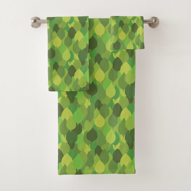 Conjunto De Toalhas Folhas de Lush alegres - padrão de superfície unif (Insitu)