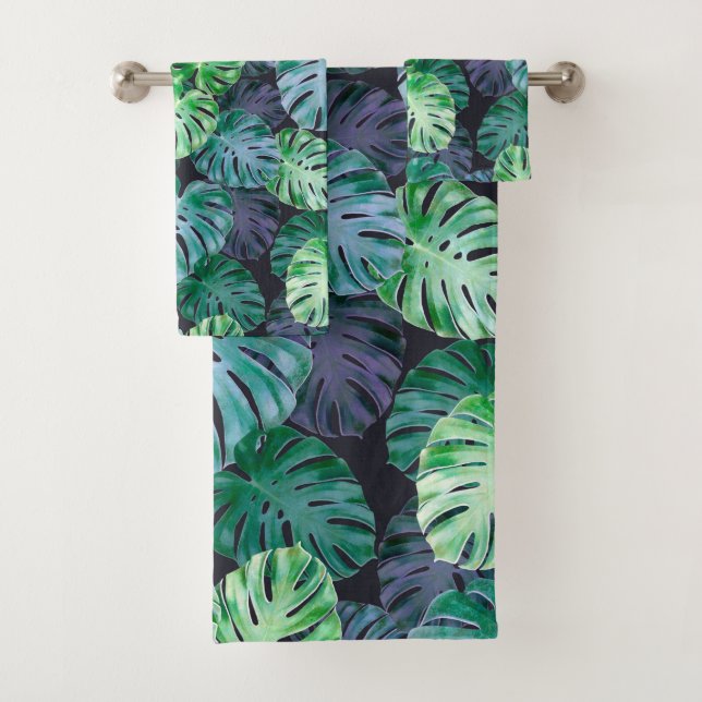 Conjunto De Toalhas Folhas de Monstera Tropicais (Insitu)