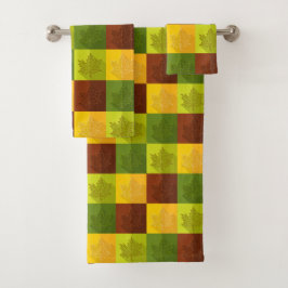 Conjunto De Toalhas Folhas de outono, castanho e verde