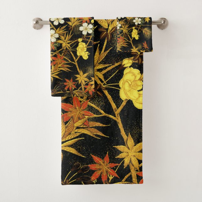 Conjunto De Toalhas Folhas de Outono Japonesas Antigas Botânicas (Insitu)