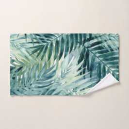 Conjunto De Toalhas Folhas de Palma Verde Teal
