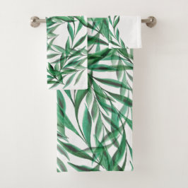 Conjunto De Toalhas Folhas de Palma Verde Transparente Aquarela